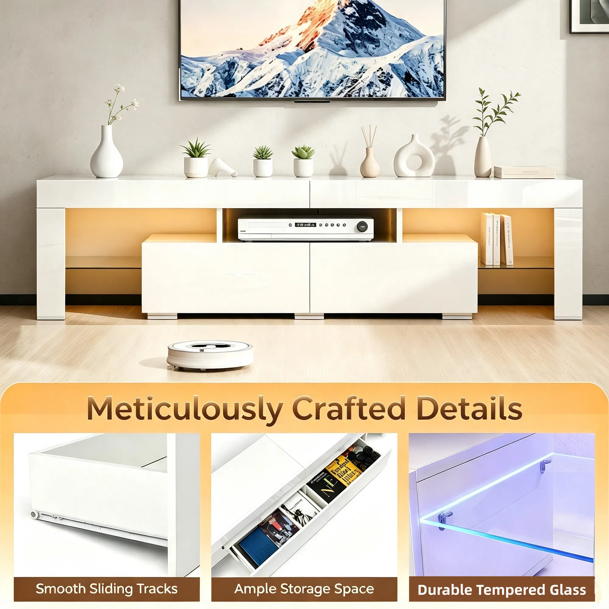 White High Gloss TV Stand, picture 4 of 5