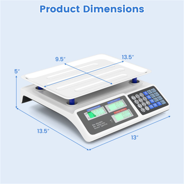 66lb/30kg Digital Produce Scale: 0.01lb/5g Precision, Dual Backlit LCD, 3 Power Options, Detachable Stainless Steel Platform for Market/Deli-12