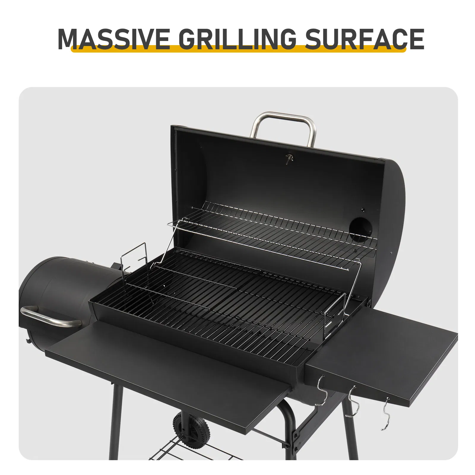 Barrel Charcoal Grill with Offset Smoker & Warming Rack β photo 7