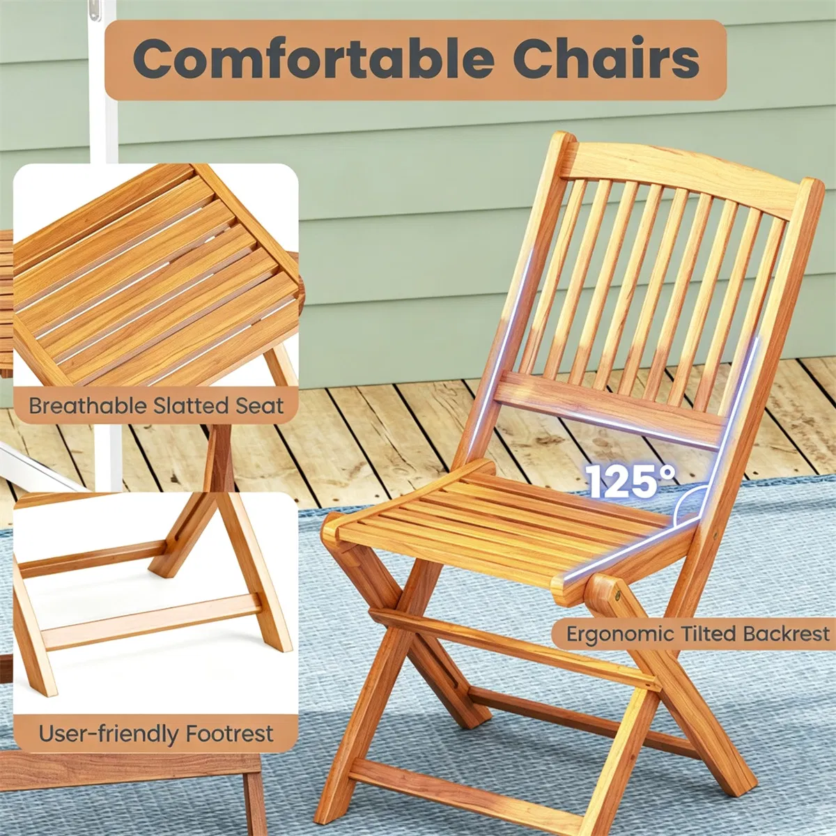Acacia Wood Patio Bistro Set, picture 3 of 5