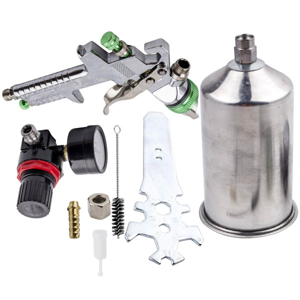 2.5mm HVLP Feed Car Air Spray Gun Kit W/ Regulator Gauge Paint Sprayer-9
