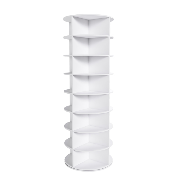 Rotating Shoe Rack Tower, 8-Tier Spinning Storage Rack, Free Standing 360° Revolving Shoe Organizer, Holds 32 Pairs of Shoes (8-Tier,White) -35
