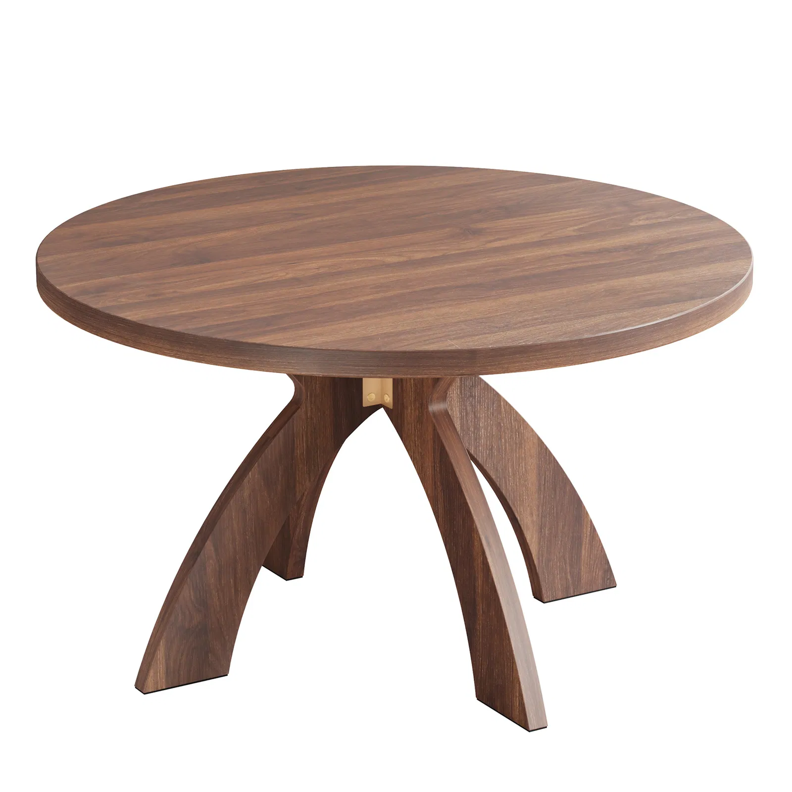 Round Coffee Table, 31.5 Inch Walnut Finish MDF Coffee Table with Curved Cross Legs, Modern Minimalist… image 7