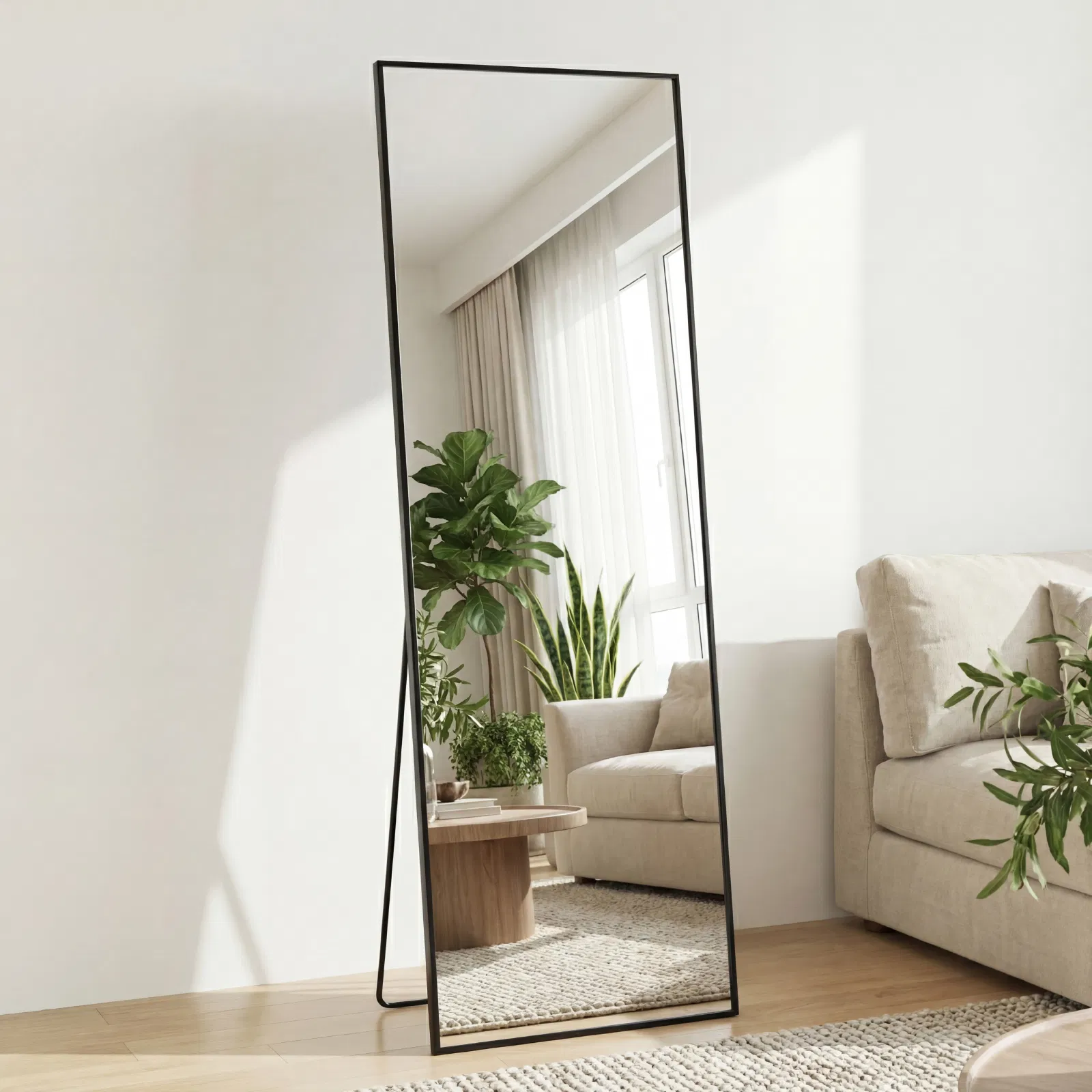 58"x19" Full Length Mirror with Stand Floor Mirror with Aluminum Alloy Frame Body Wall-Mounted Mirrors For Bedroom Bathroom image 7