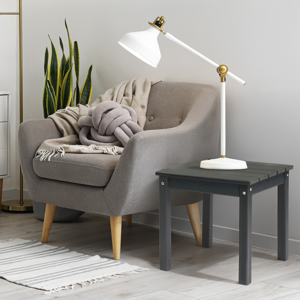 Outdoor Side Table, HDPE Adirondack Table Patio Side Table, Weather Resistant End Table Small Outdoor Table, Dark Grey, Square-12