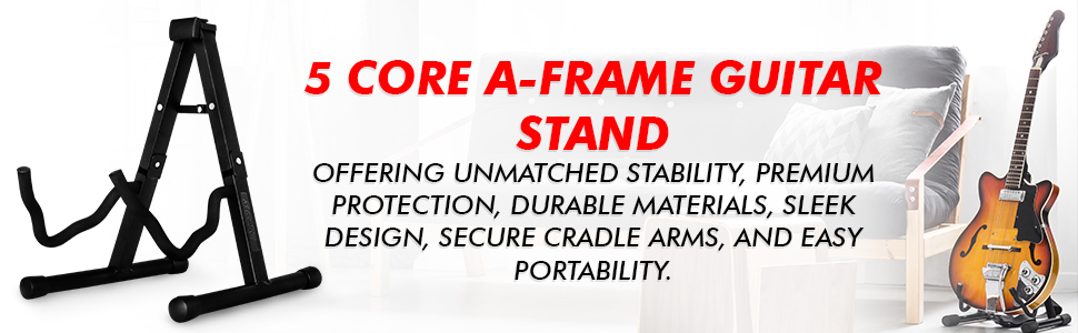 5 Core Guitar Stand 2PC A Frame w Soft Foam Arm Non Slip Rubber for Acoustic Electric Bass image 13