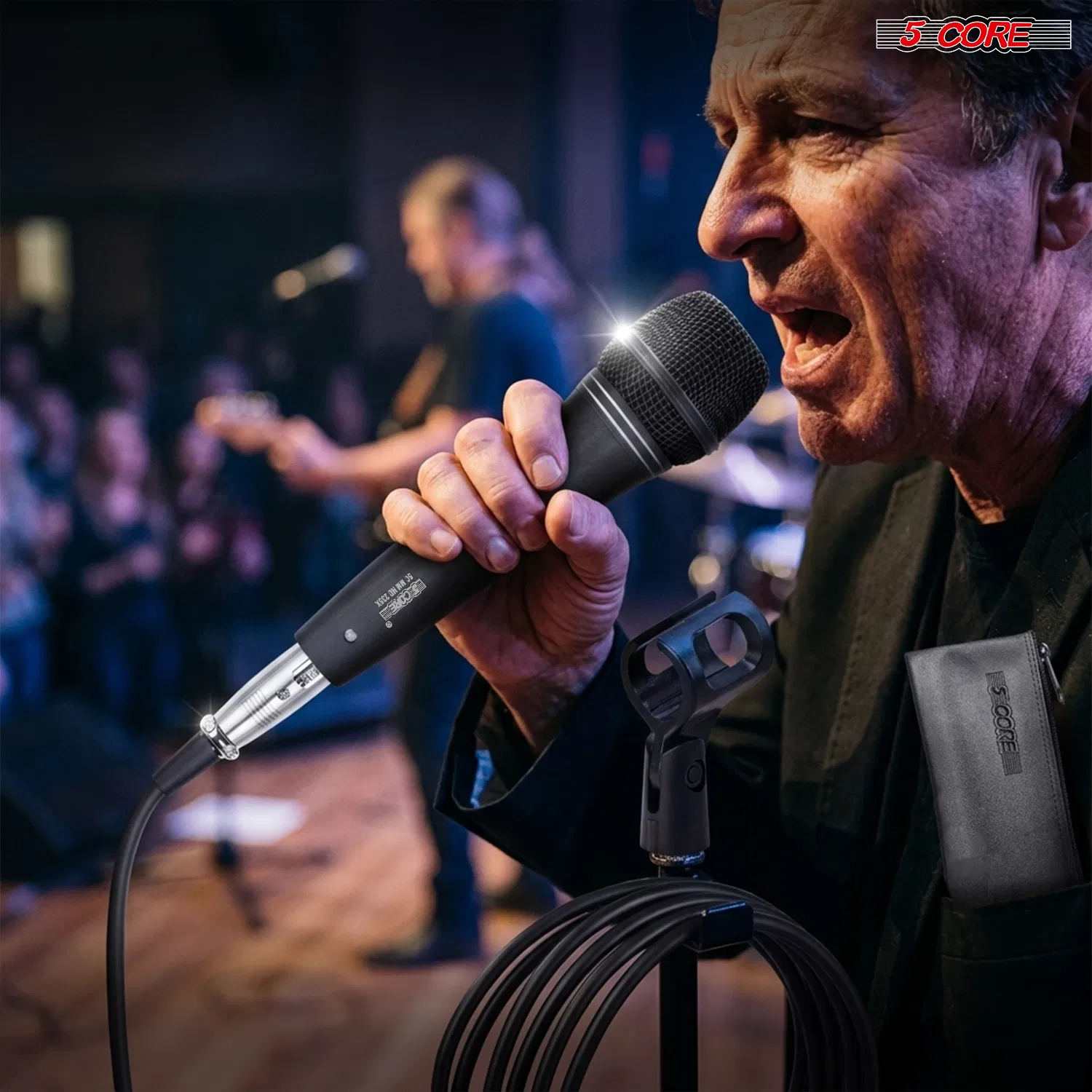 5 CORE Professional Dynamic Vocal Microphone Neodymium Cardioid Unidirectional Handheld Mic for Singing Karaoke Steel Mesh Grille Metal Body With ON Off Switch + 16ft Detachable Cable + Clip + Bag image 8