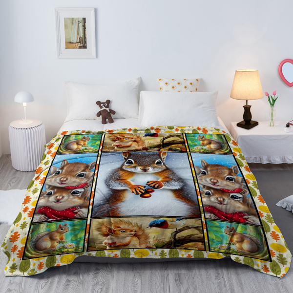Cartoon Squirrel Flannel Blanket - Soft, Scenic, Lightweight, Suitable for Sofa, Office, Bed, Nature, Travel - Multi-functional Four-season Gift, Variety  60*80 (temu can only be self-picked up)-17