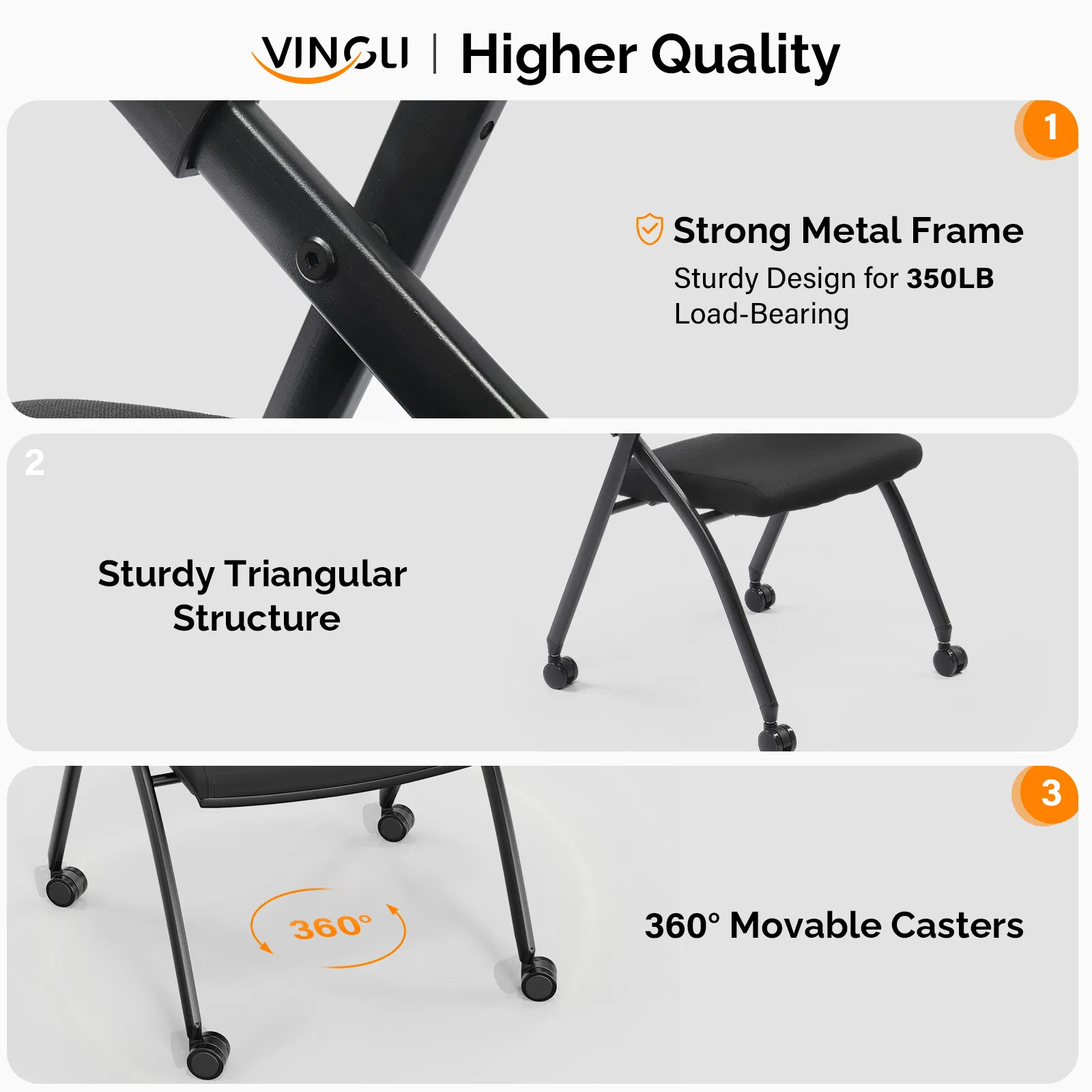 1 Pack Stackable Conference Room Chairs with Wheels, Folding Office Chair with Rebound Back, Padded Seat… image 3