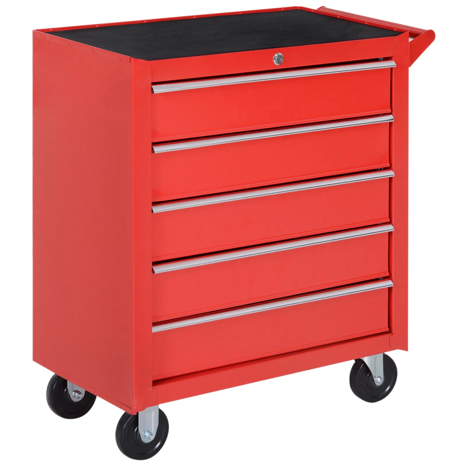 5 Drawer Roller Tool Chest on Wheels Mobile Lockable Toolbox Storage Cabinet Handle Workshop Garage Red Steel