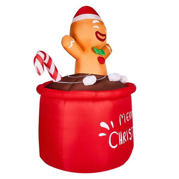 6.5FT Lighted Christmas Inflatable Decoration, Inflatable Gingerbread Man in Cup, Funny Blow Up Yard Decorations with Built-in LED Lights for Holiday Party Front Yard Lawn Garden Decor-22