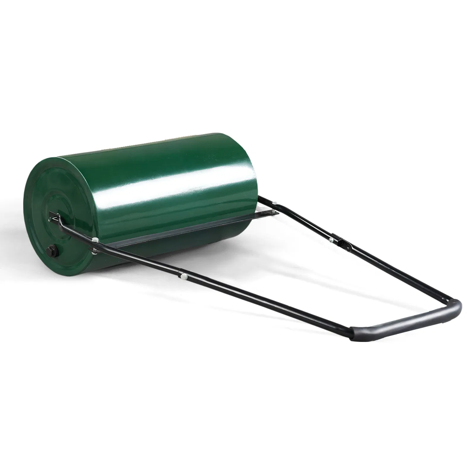 24in Heavy Duty Steel Lawn Roller, Garden Roller Can Be Filled with Water or Sand, Hand Roller with U-shaped Handle, Green & Black image 3