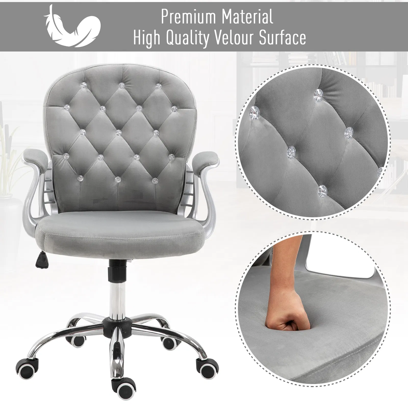 Tufted Velvet Office Chair, picture 2 of 5