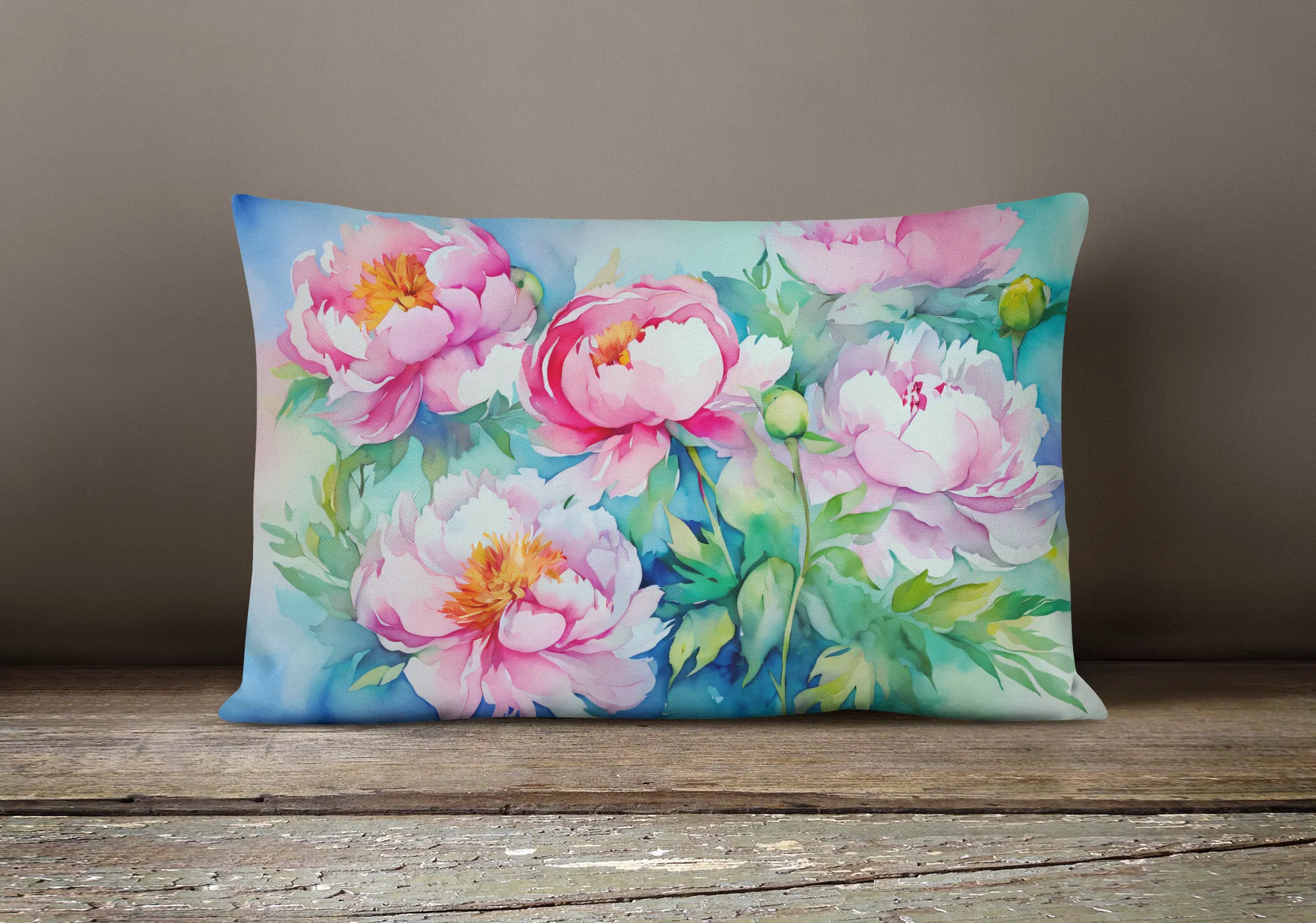 Flowers In Watercolor Throw Pillow Throw Pillow For Indoor, picture 4 of 5