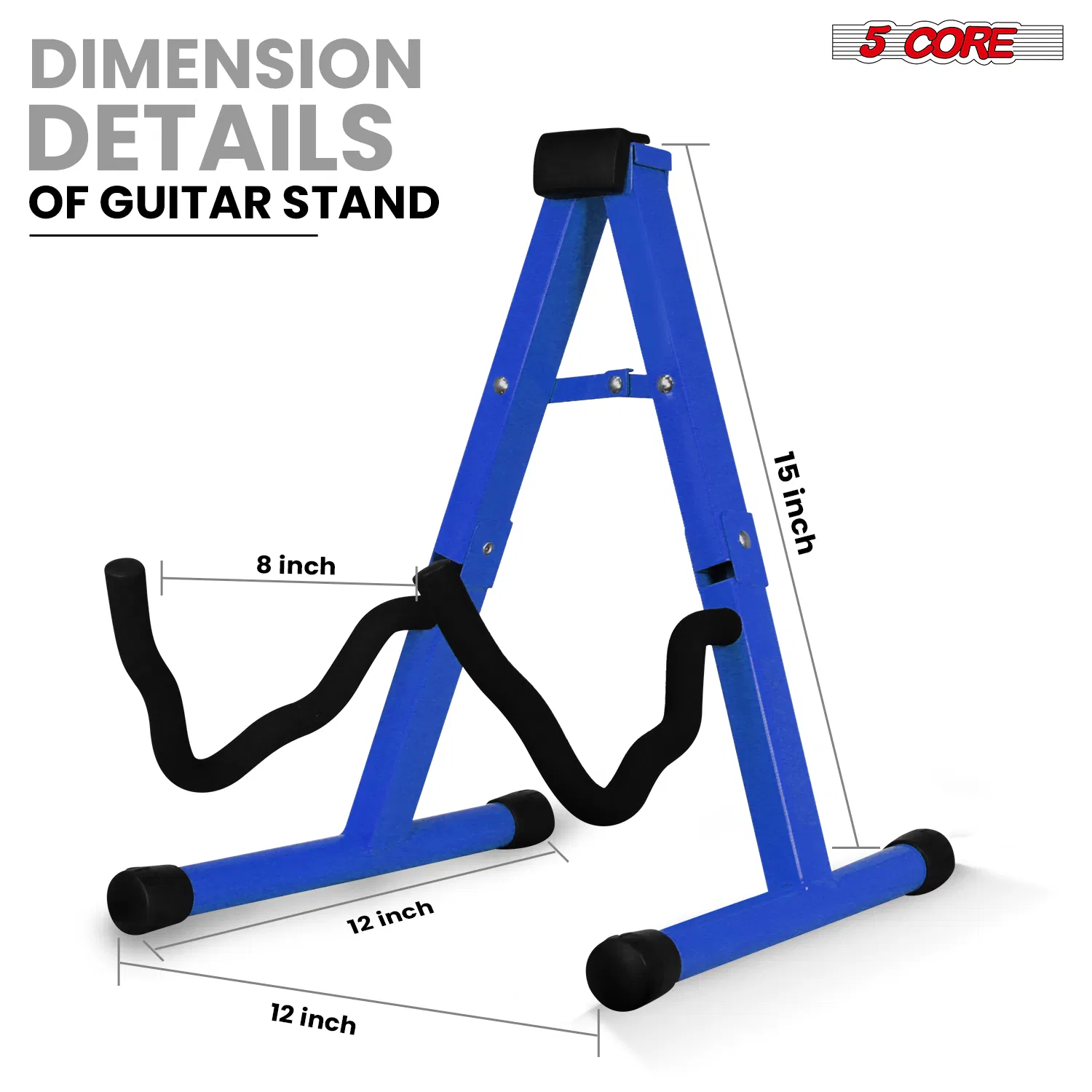 5 Core Guitar Stand A Frame w Soft Foam Arm Non Slip Rubber for Acoustic Electric Bass image 7