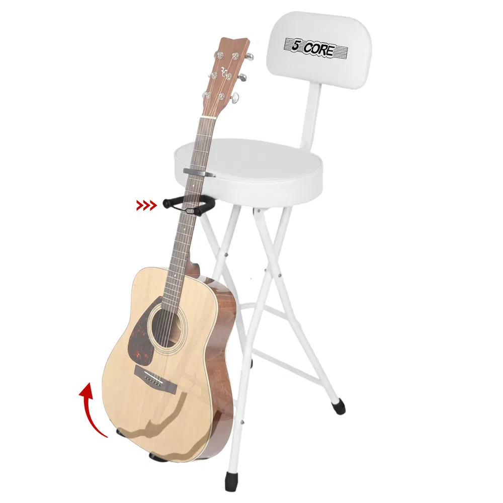 5Core Guitar Stool 3.15" Padded Chair w Backrest Foldable Music Seat Built in Foot Rest Guitar Stand image 17