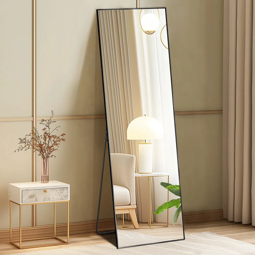 59X16" Full Length Mirror with Stand Floor Mirror with Aluminum Alloy Frame Body Wall-Mounted Mirrors For Bedroom Bathroom image 8