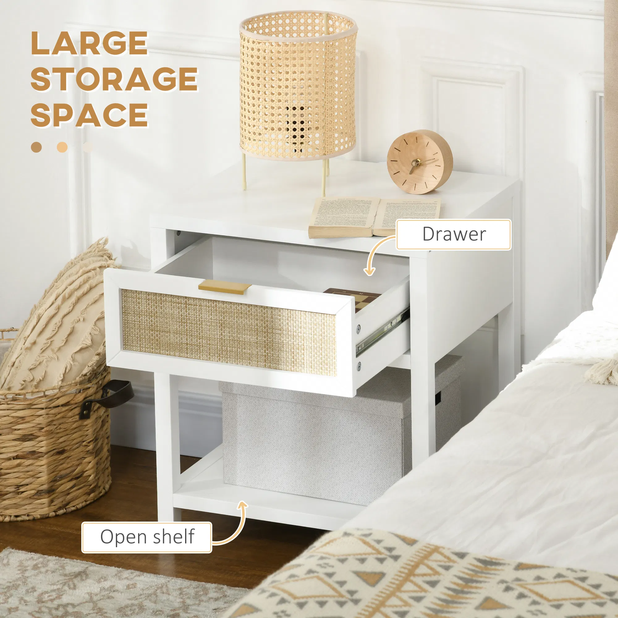 Rattan Nightstand with Drawer, picture 2 of 5
