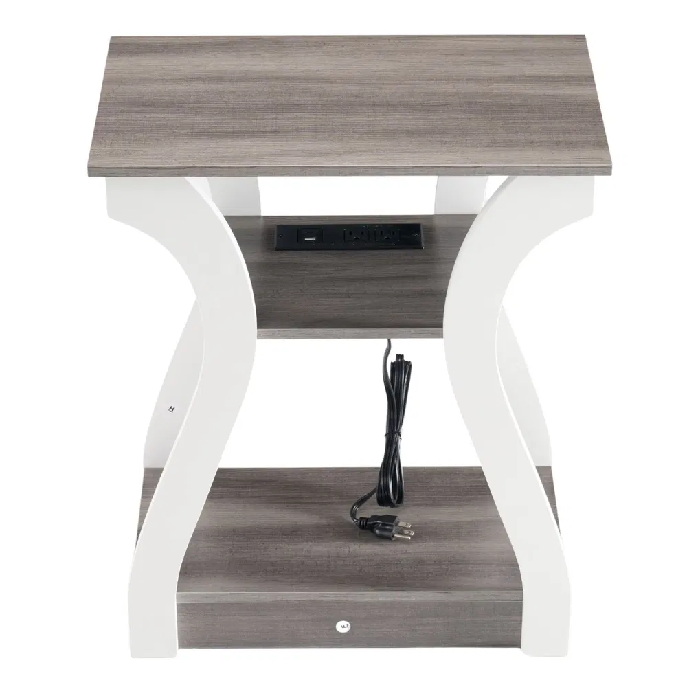 3-Tier Nightstand with Charging Station, Modern Bedside Table with USB Ports And Outlets, Slim End Table for Bedroom, Small Apartment, Dorm Room image 9