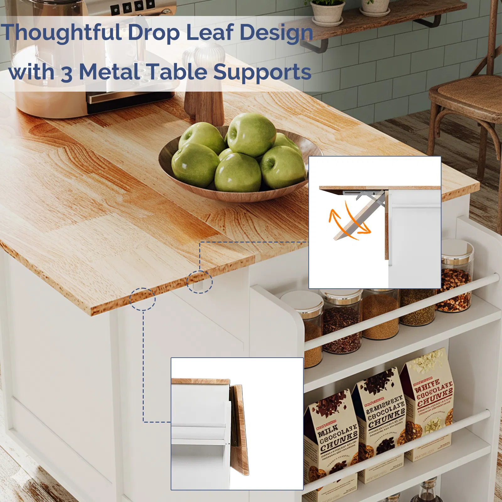 (Do Not Sale on Amazon) 4-Door 2-Drawer Grille Food Cart Champagne Gold Thermoformed Door Panels Bakelite Handles Bakelite Countertop MDF Cabinets and Serving Sideboard 43.07*29.17*32.68in White image 6