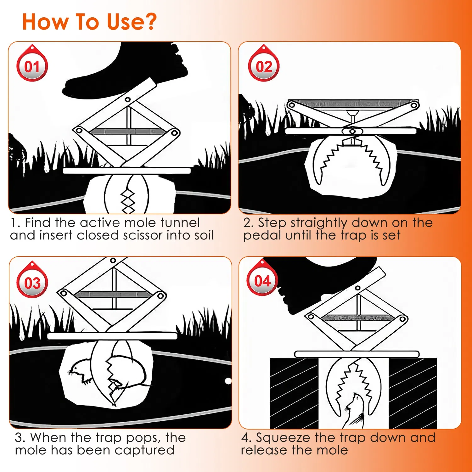 Powerful Mole Snap Trap - Thickened Waterproof Metal, Easy Foot-Step Setup, Humane Instant Kill, Safe for Lawn & Pets 11