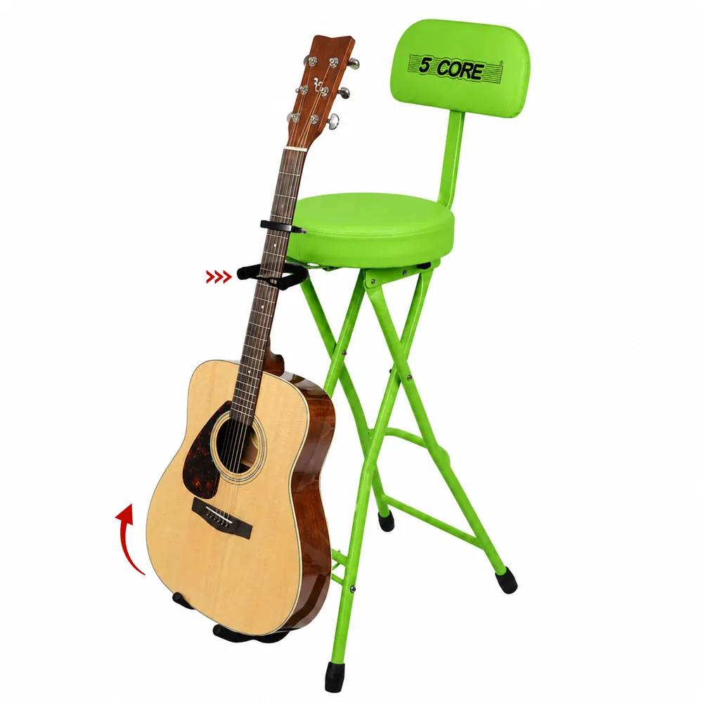 5Core Guitar Stool 3.15" Padded Chair w Backrest Foldable Music Seat Built in Foot Rest Guitar Stand image 20