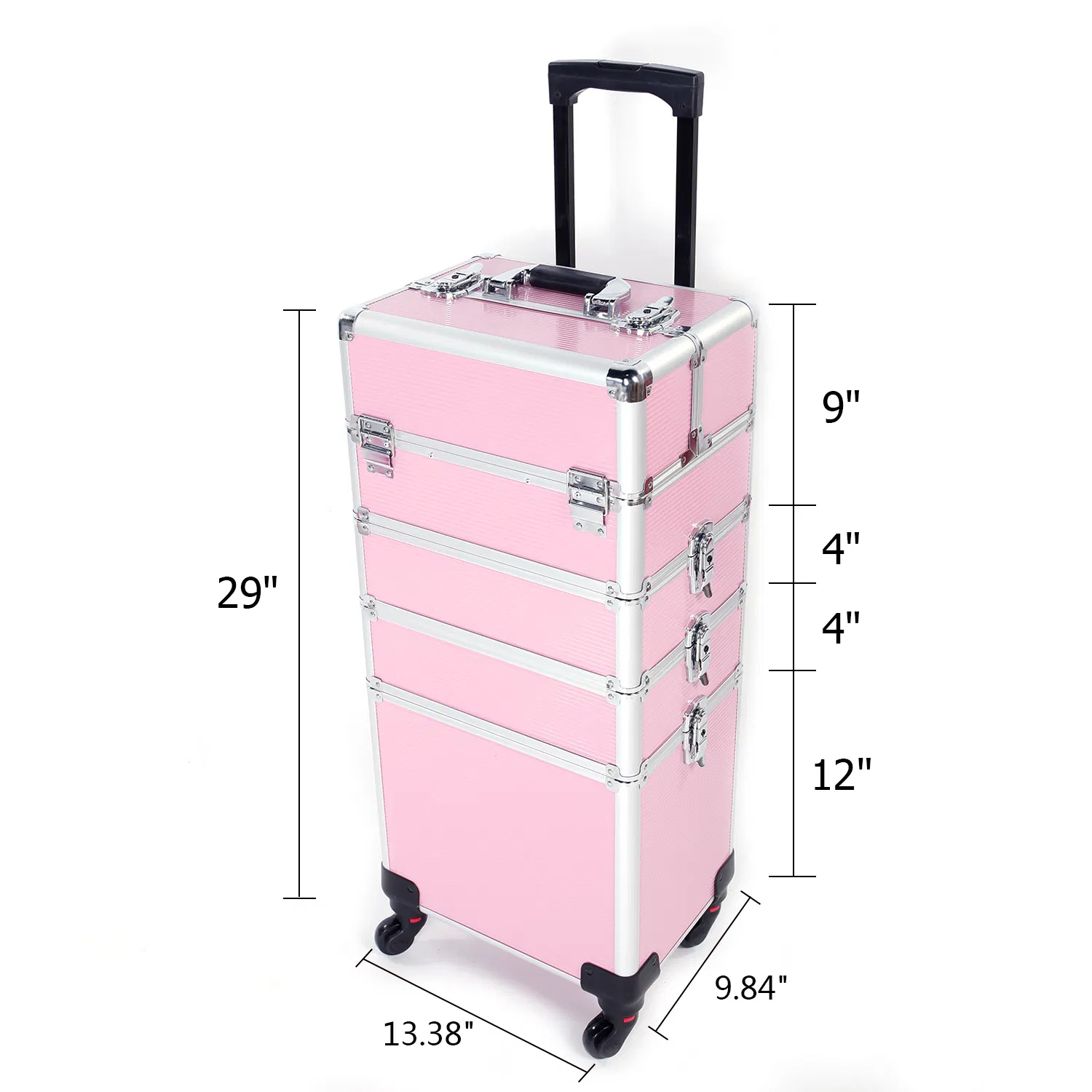 4 in 1 Aluminum Cosmetic Makeup Case Tattoo Box Pink image 13