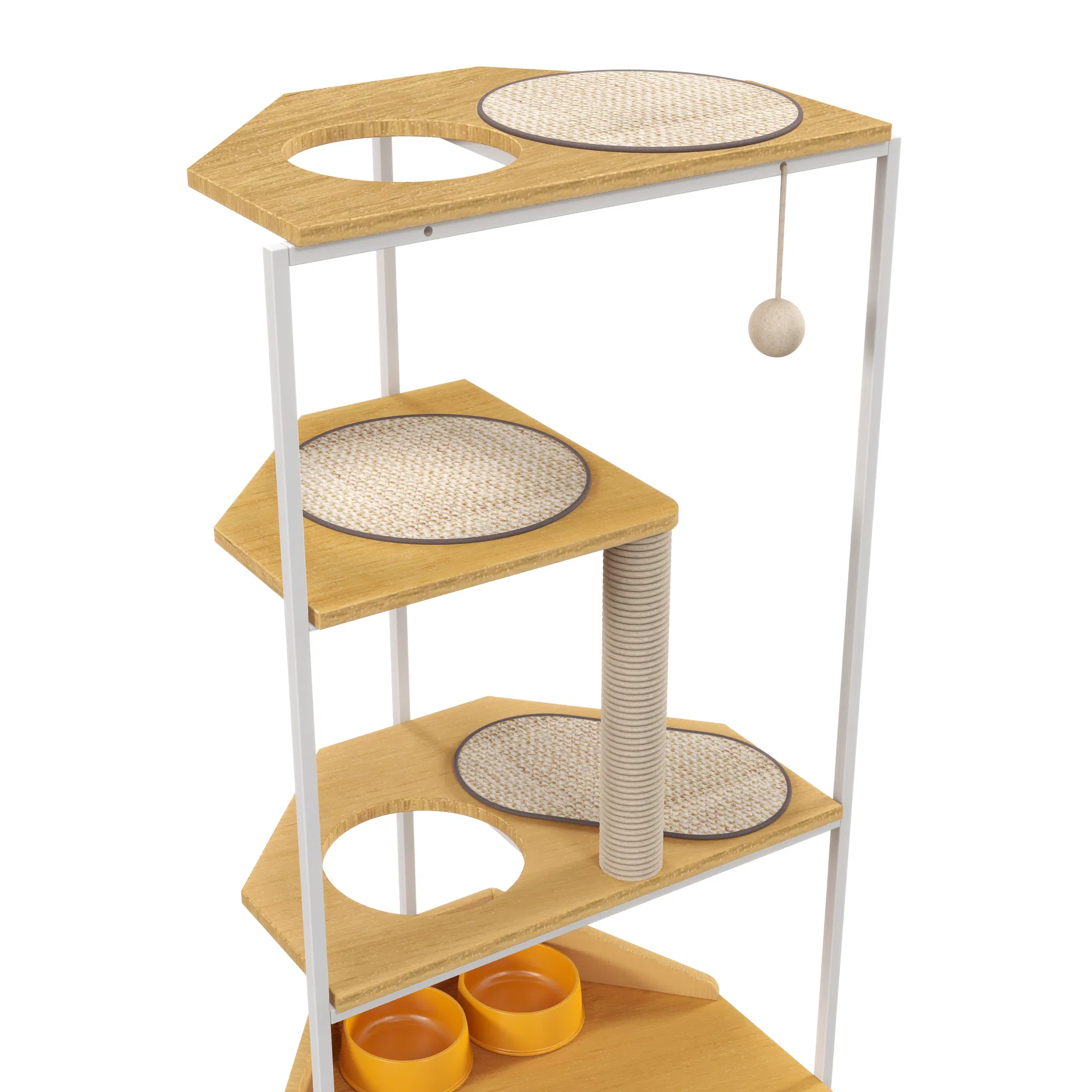 Corner Cat Tower, Cat Tree with Scratching Post, Cat Condo with Feeding Station and Climbing Platforms… image 15