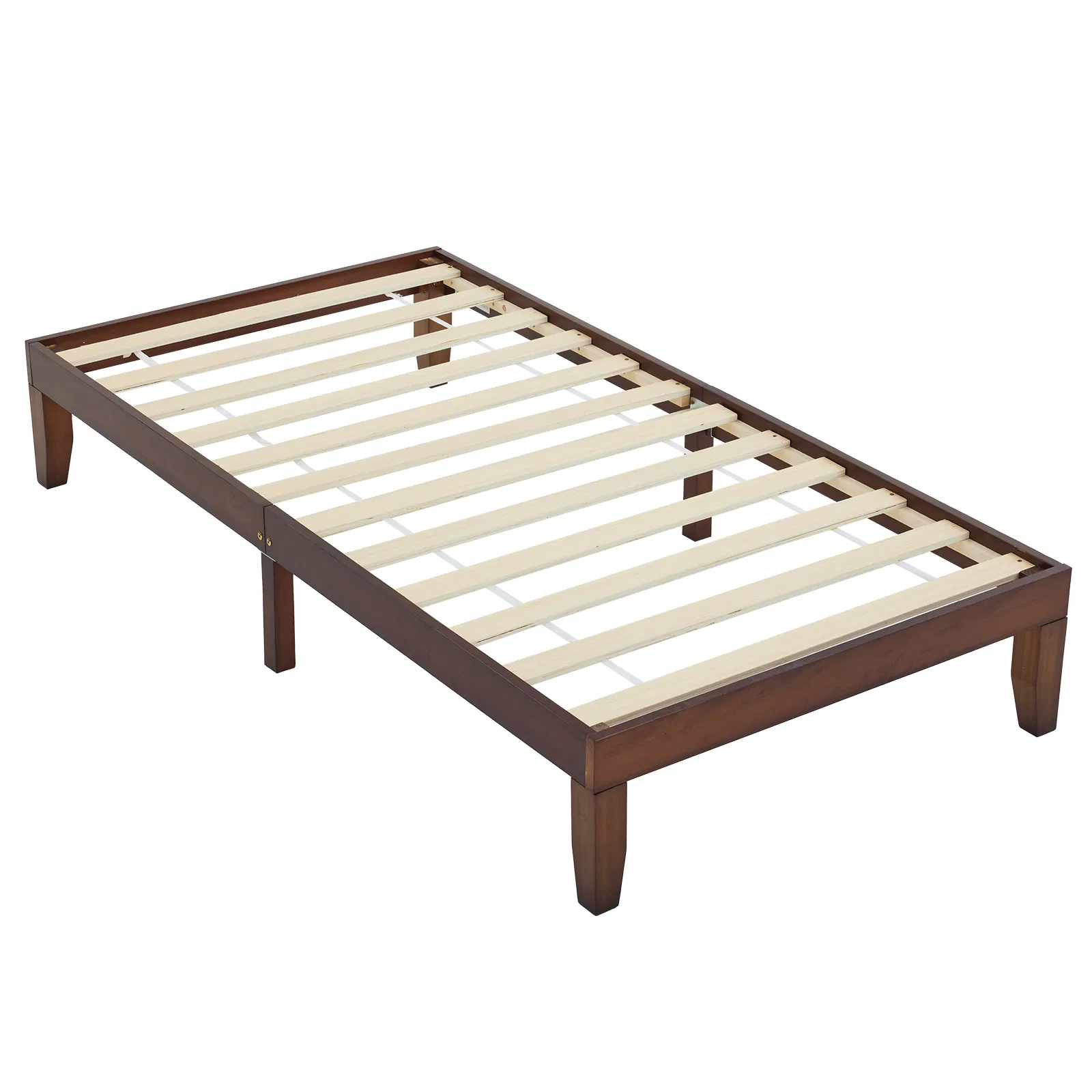 Twin Basic Bed Frame Pine Wood Painted Surface Bed Single Bed 74.41*37.99*12in Coffee image 2