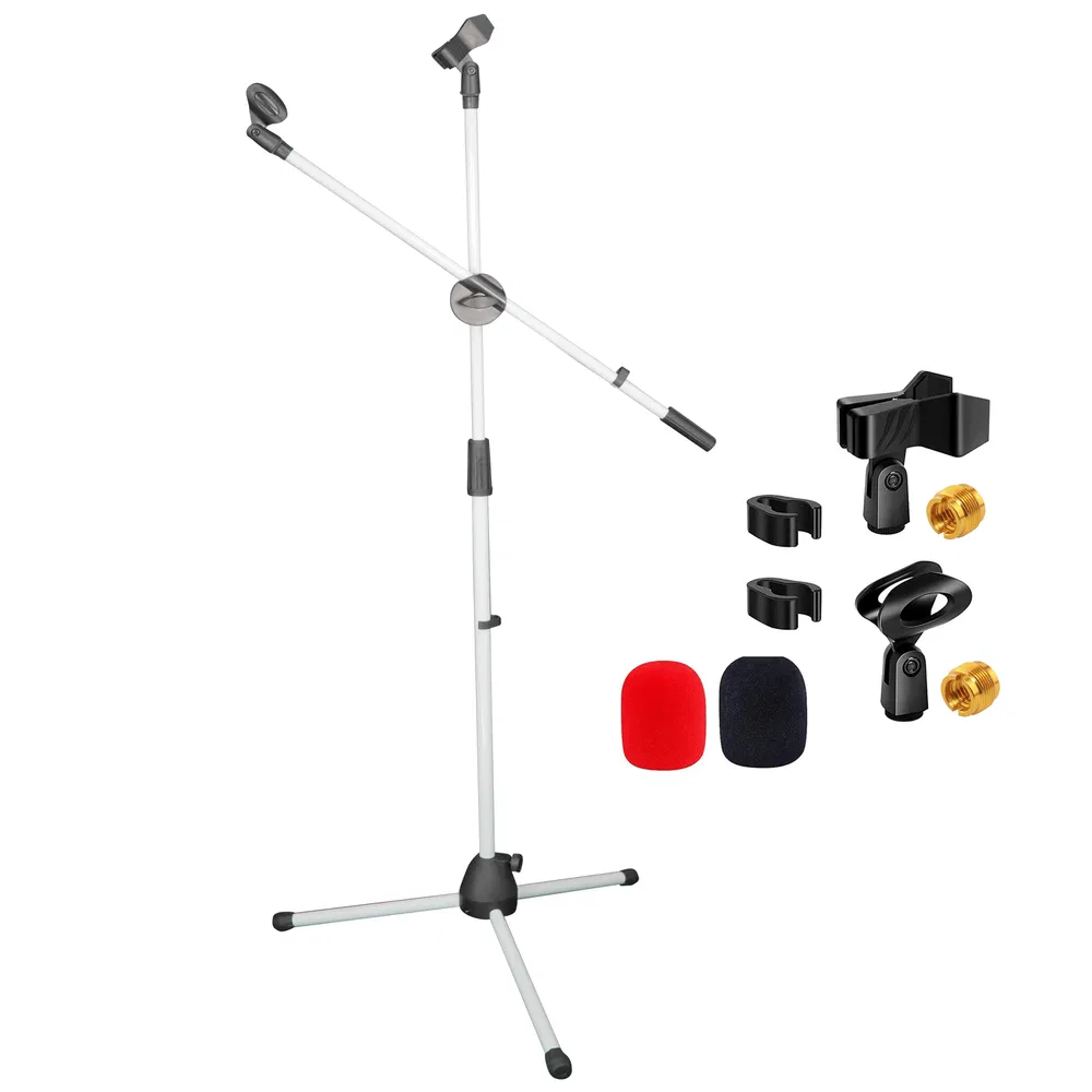 5 Core Mic Stand Floor Height Adjustable Tripod Microphone Stands w Extending Telescoping Boom Arm - MS DBL G image 22