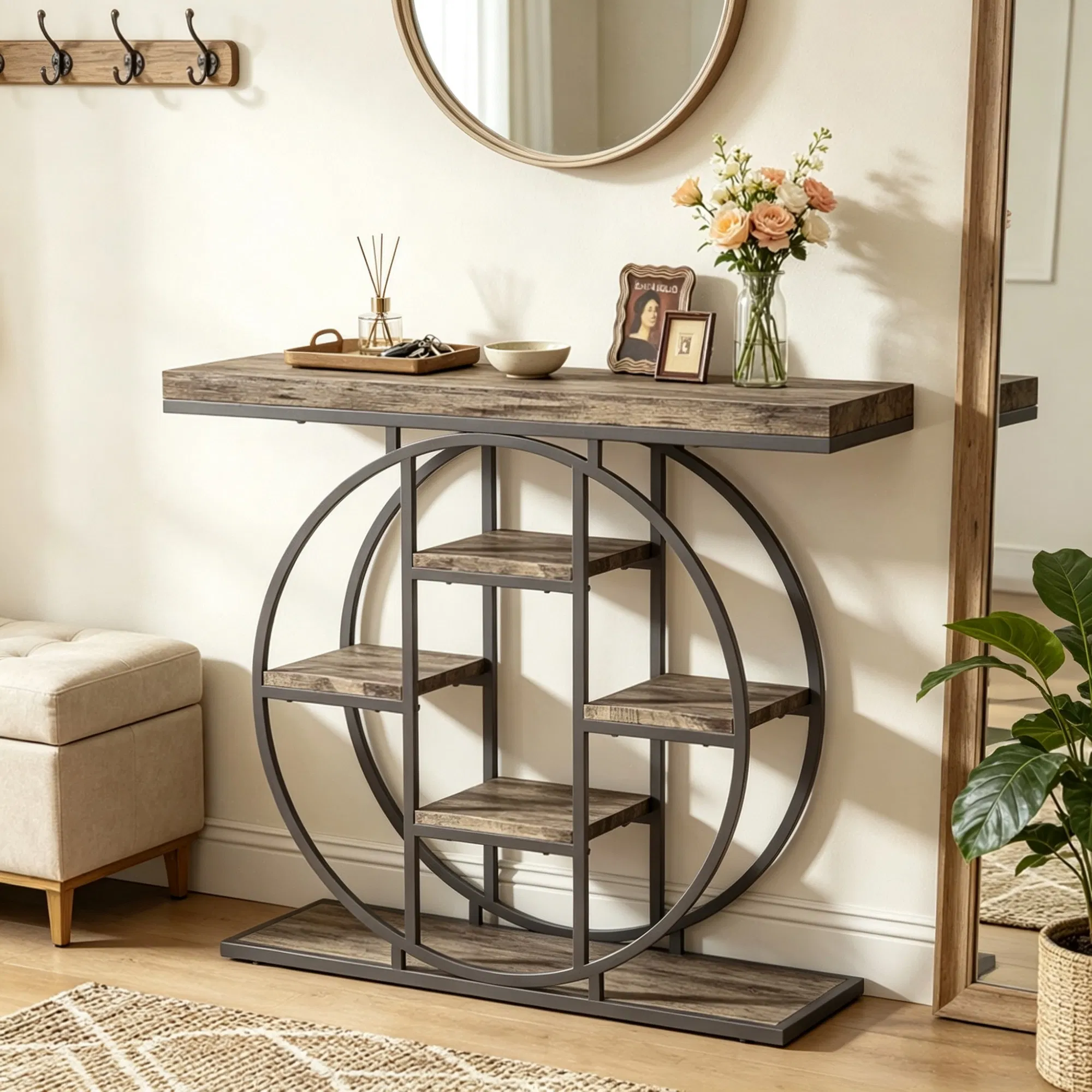 Industrial Console Table with Storage, picture 2 of 5