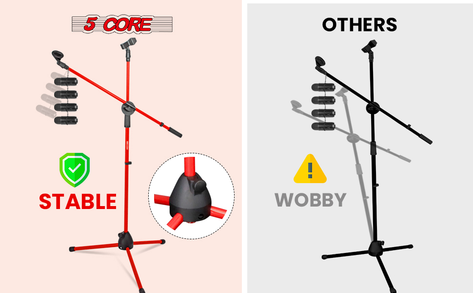 5 Core Mic Stand Floor Height Adjustable Tripod Microphone Stands w Extending Telescoping Boom Arm - MS DBL G image 16
