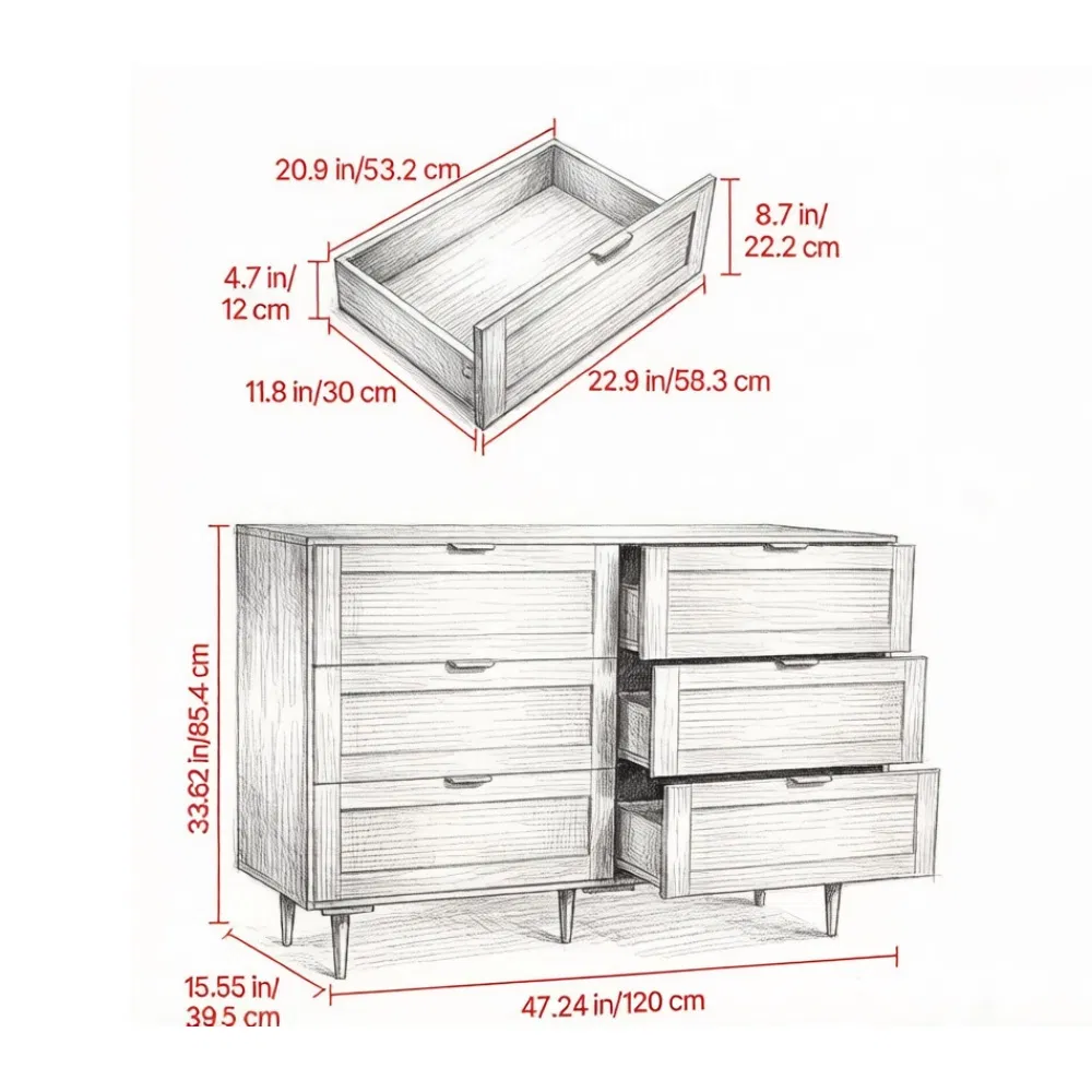 Rattan Storage Cabinet with 6 Drawers, picture 2 of 5