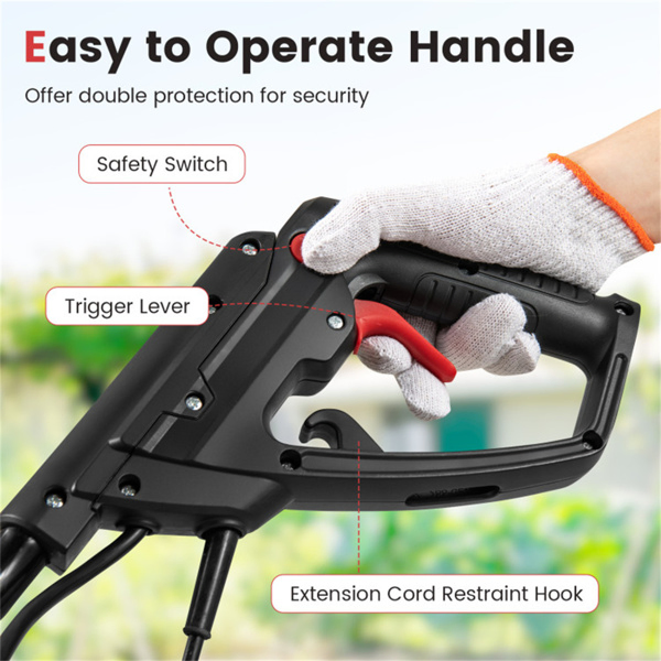 10 Amp  Electric Tiller - 380 RPM Garden Cultivator with 4 Blades, 14