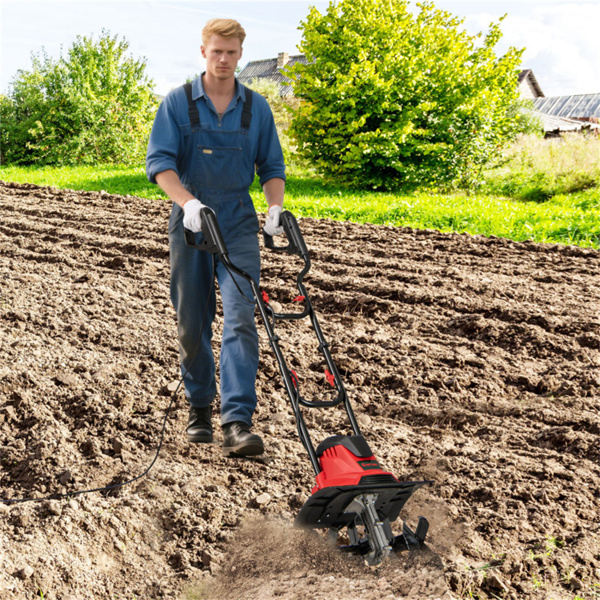 10 Amp  Electric Tiller - 380 RPM Garden Cultivator with 4 Blades, 14