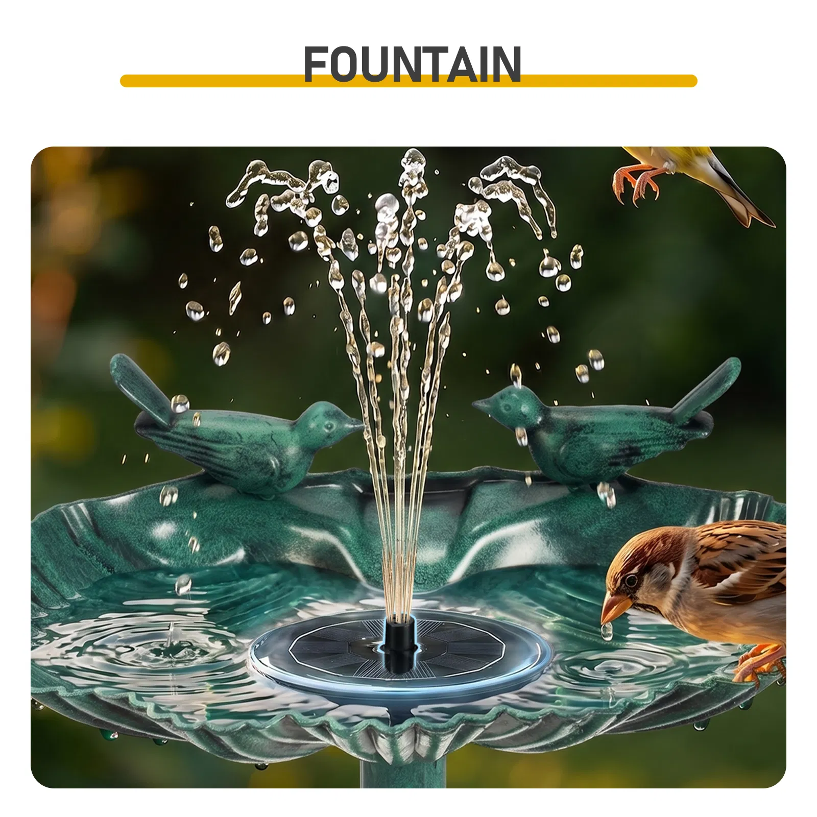 50*36*81cm Dark Green Resin Bird Bath With Shell Edge & 1.4W Solar Fountain image 8
