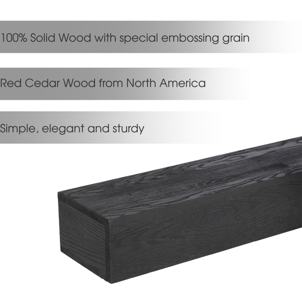 48'' Embossed Fireplace Mantel Western Red Cedar Wall-Mounted & Floating Shelf for Home Decor-16
