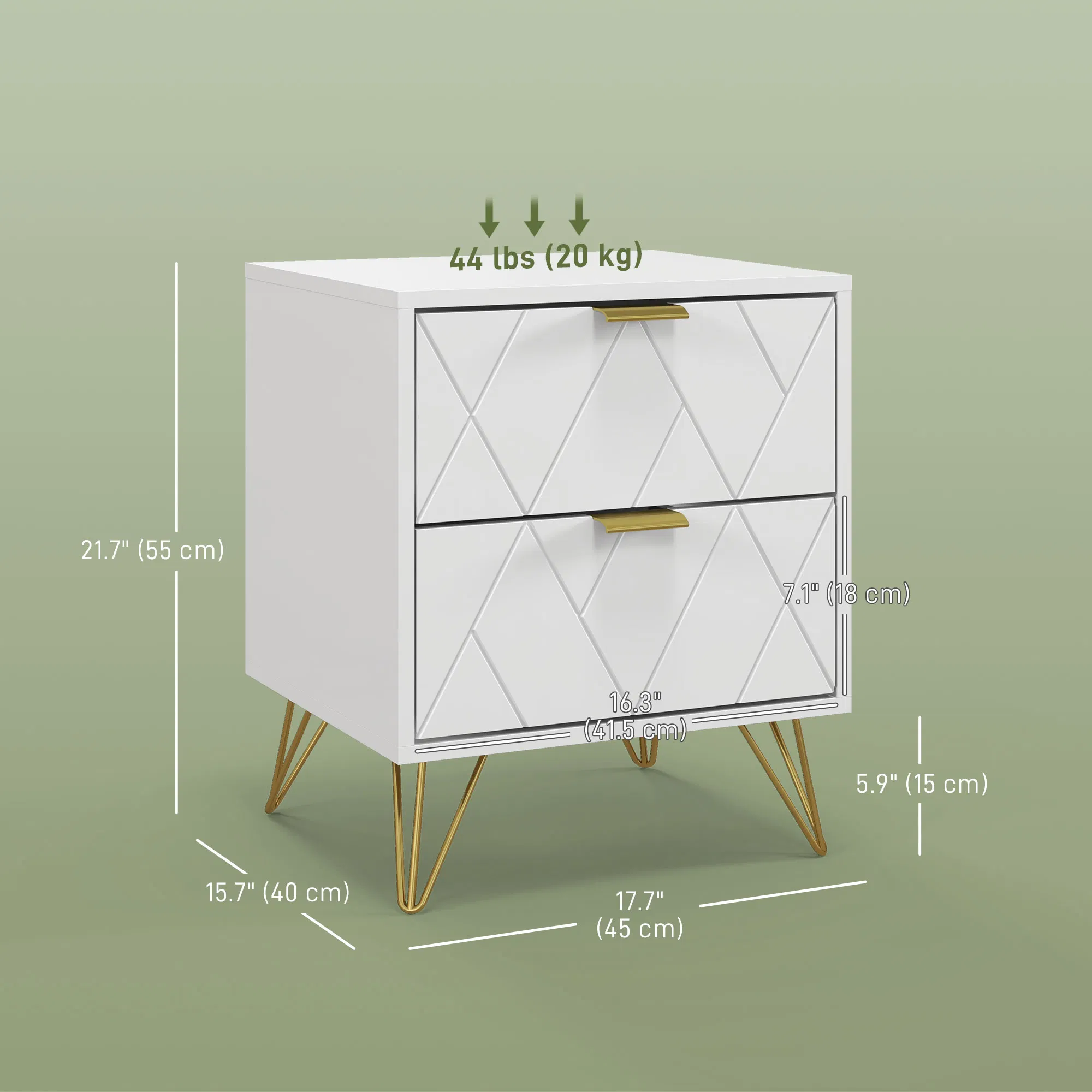 Modern Bedside Table with 2 Drawers, picture 3 of 5