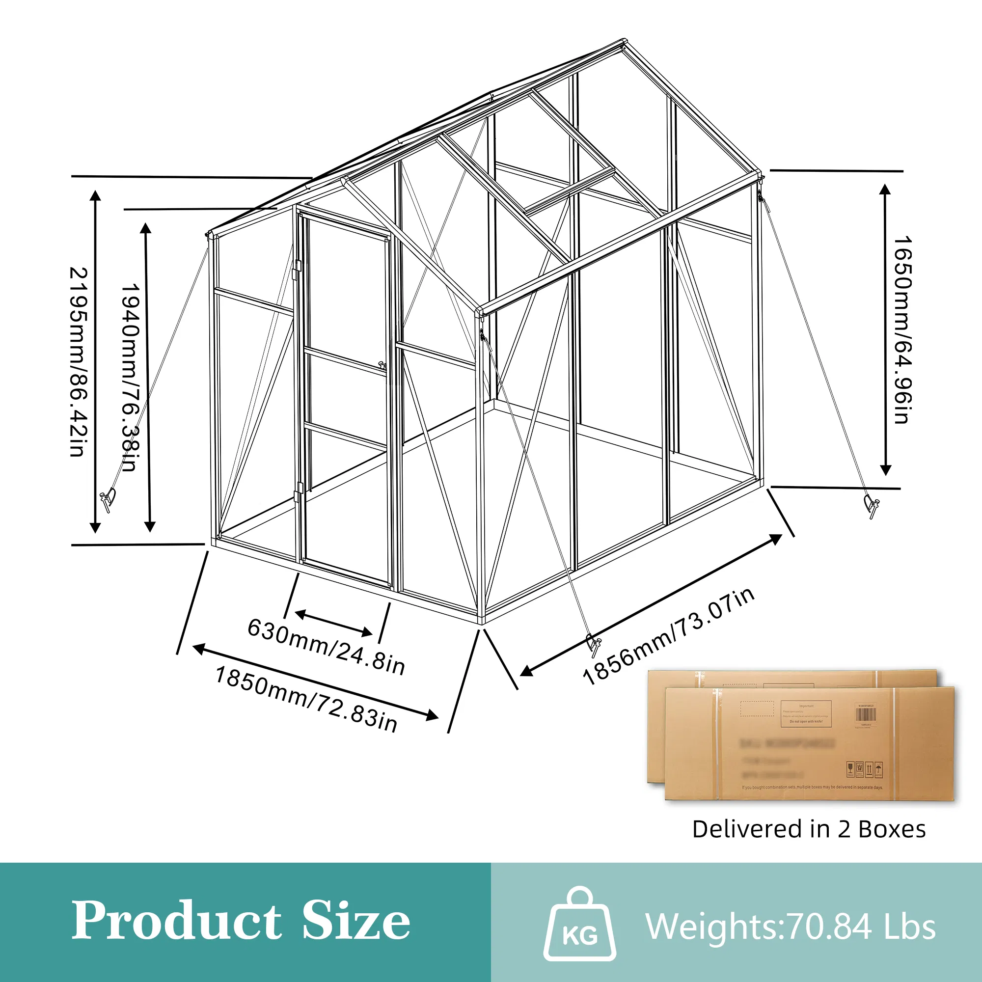 Newly marketed Gain height windproofaluminum greenhouse 6x6 FT Polycarbonate Greenhouse Raised Base and… image 8