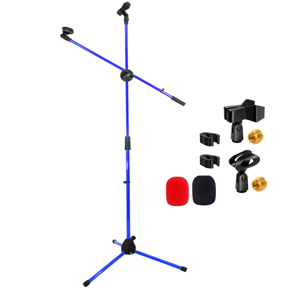 5 Core Mic Stand Floor Height Adjustable Tripod Microphone Stands w Extending Telescoping Boom Arm - MS DBL G image 18