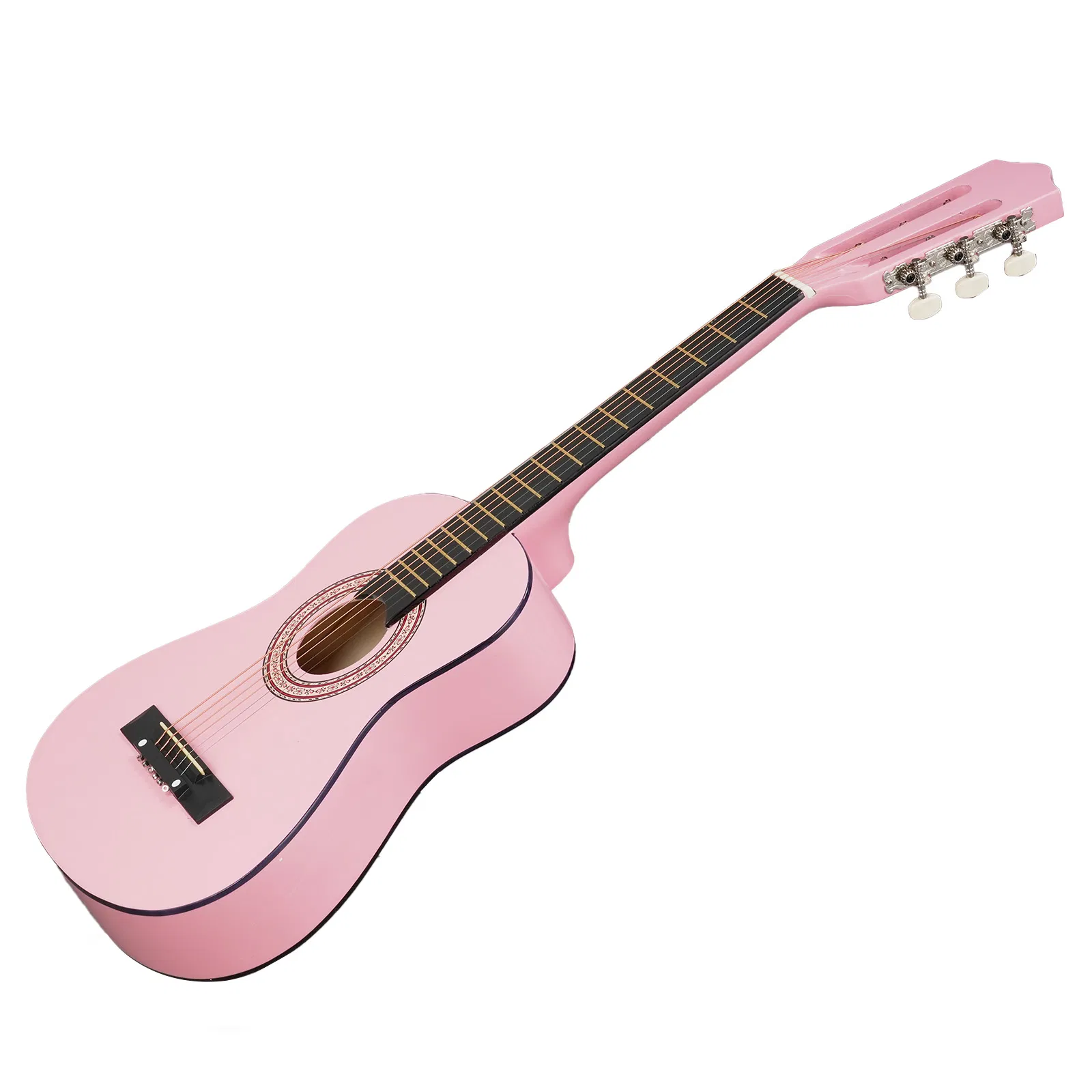 Light pink 30-inch Round Acoustic Guitar with Picks, Strings, Capo, Case, Tuner, and Strap image 2