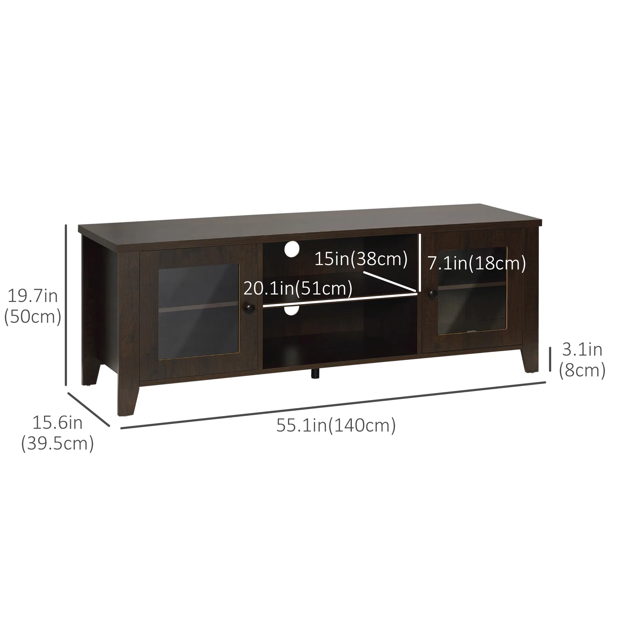 Wood TV Stand with Storage, picture 2 of 5
