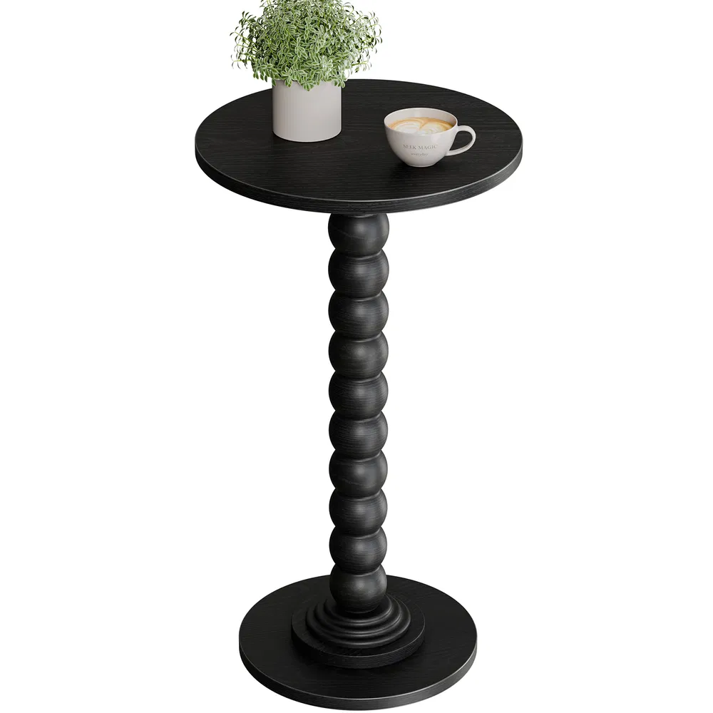Round side table, equipped with solid wood legs, suitable for use as a multi-functional beverage table in living rooms, bedrooms and corners. image 8
