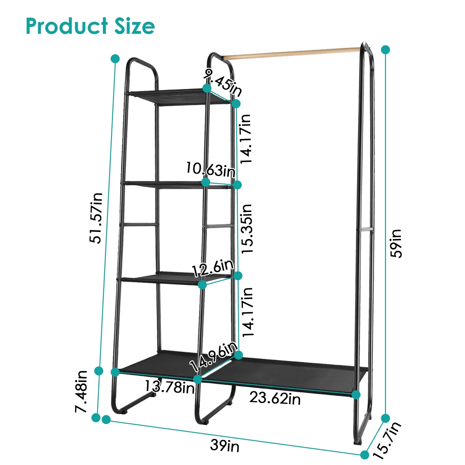 Metal Garment Hanging Rack, picture 3 of 5