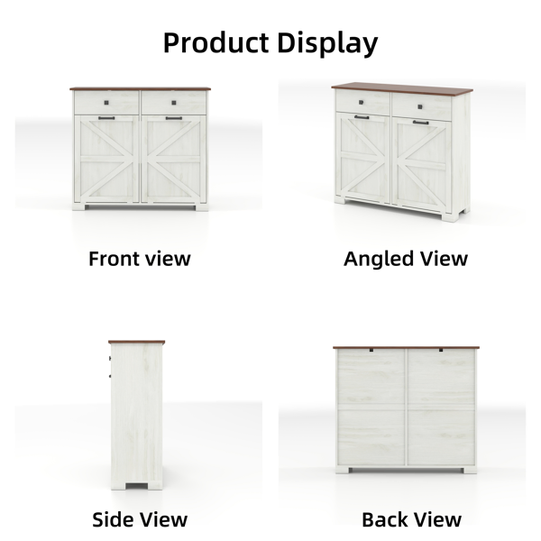 Farmhouse Double Tilt Out Trash Cabinet for 20 Gallon Trash Cans, Free Standing Recycling Cabinet with… image 2