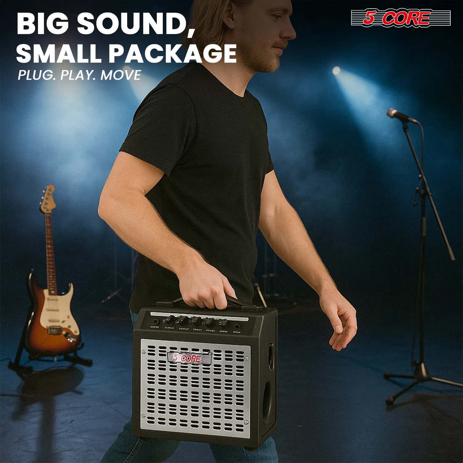 5 Core Guitar Amp Electric Portable Mini Amplifier w Built in Speaker Aux Headphone Jack image 11