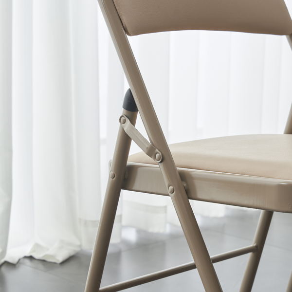 6pcs Elegant Foldable Iron & PVC Chairs for Convention & Exhibition  Light Brown-74