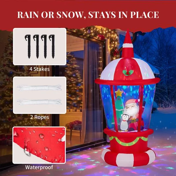 7.3FT Lighted Christmas Inflatable Decoration, Inflatable Lighthouse with Santa and Penguin, Funny Blow… image 7