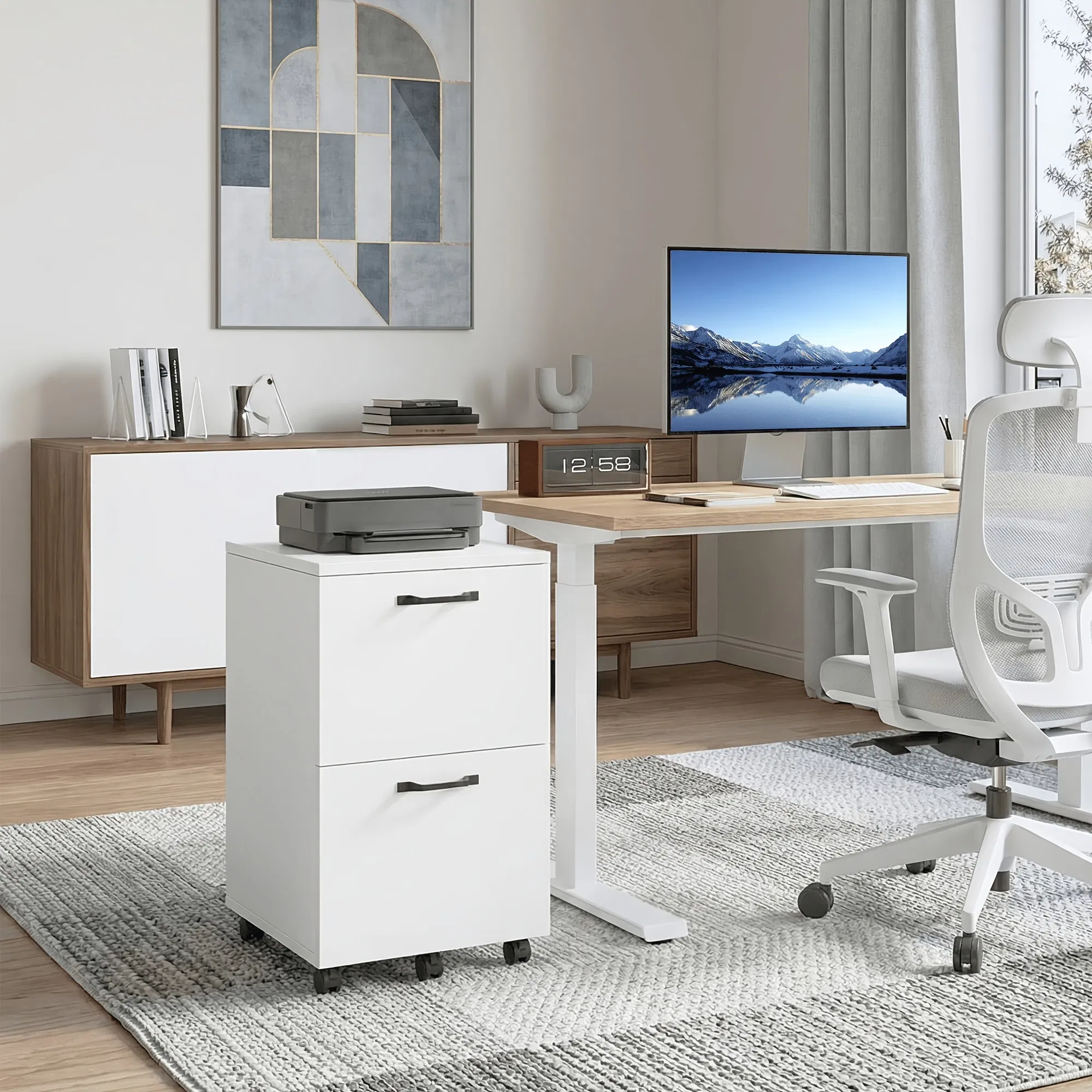 Rolling Wood Filing Cabinet