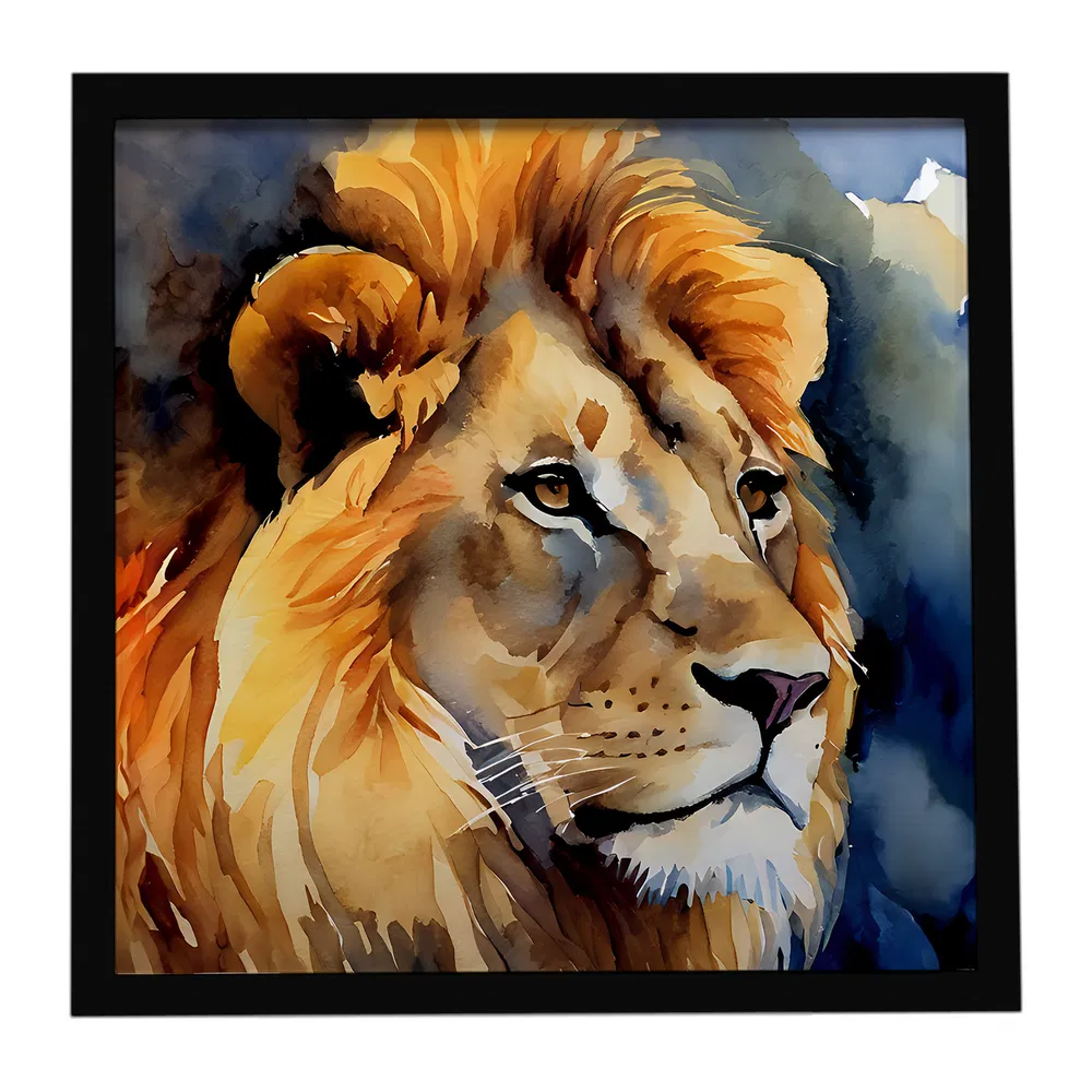 Lion Framed Metal Print, 8x8, picture 3 of 3